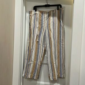 J jill capri pants linen stripes